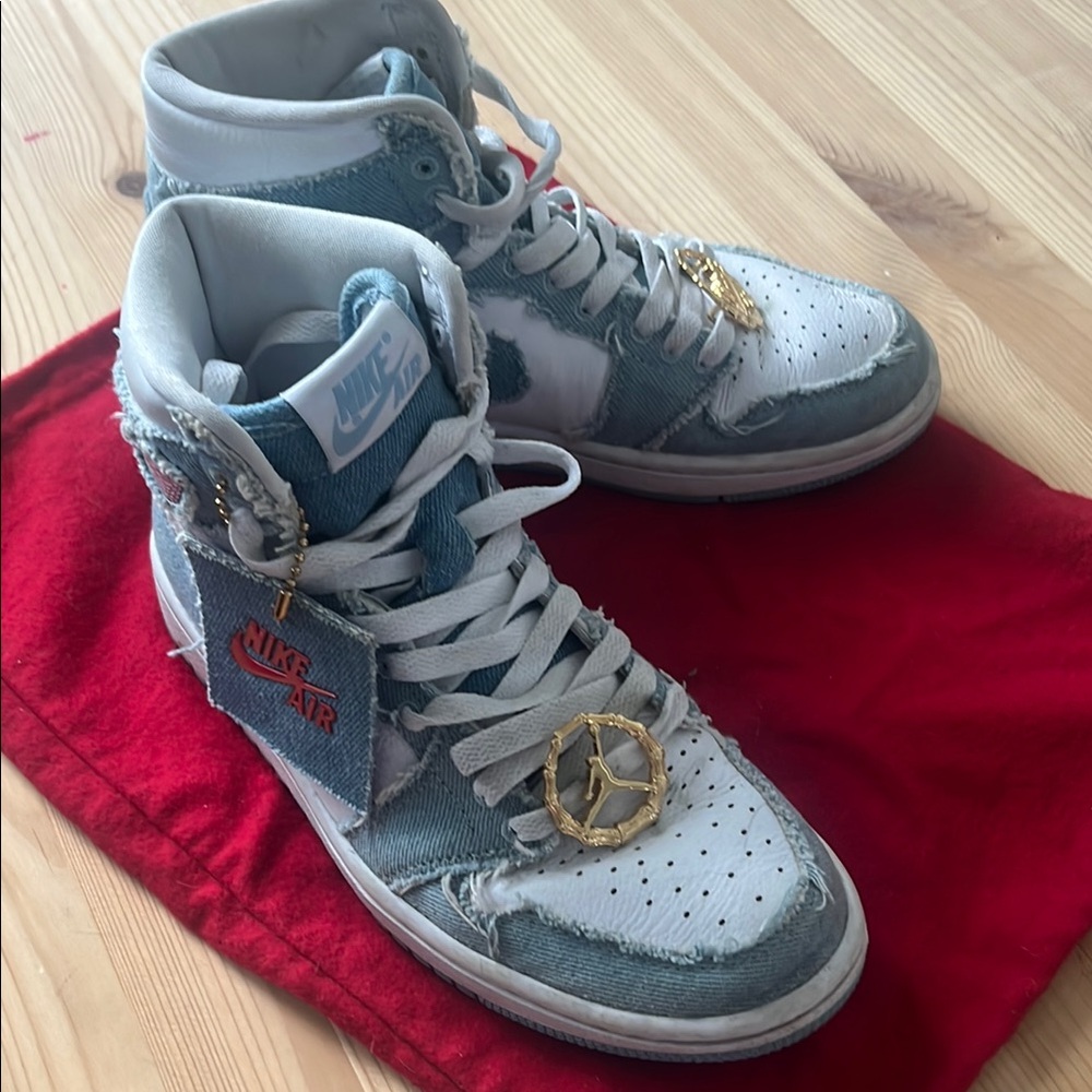 Special edition !! Air Jordan Nike Denim High-Tops with Gold Details